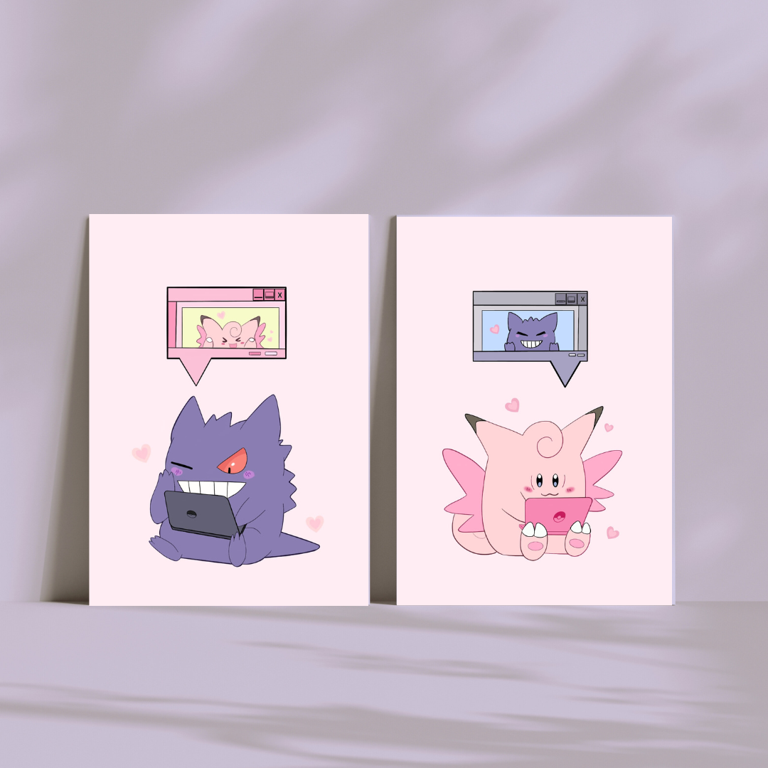 Kit 2 Art Print – Gengar & Clefable