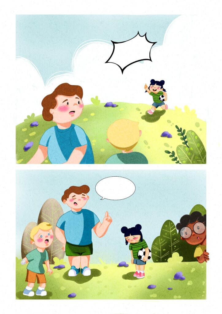 Ilustração Infantil Para Cartilha Educativa ” Diálogo no Parque”